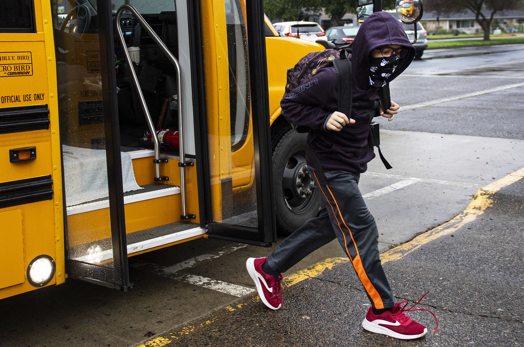 Walking off the bus